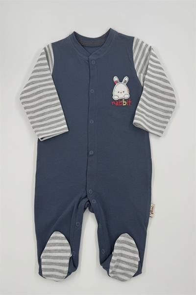 Erkek Bebek Tavşan Nakışlı  Tulum Slopet