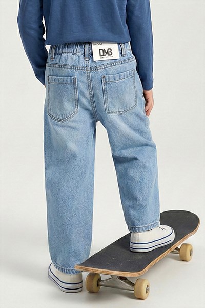 Erkek Çocuk Baggy Kalıp Denip Kot Pantolon Mavi 4-9 Yaş