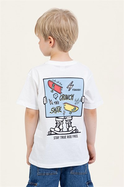 Erkek Çocuk Baskılı Tshirt Ekru 4-9 Yaş