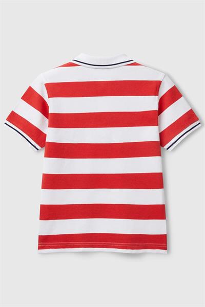 United Colors of Benetton Erkek Çocuk Çizgili Polo T shirt Kırmızı 39QAC301T