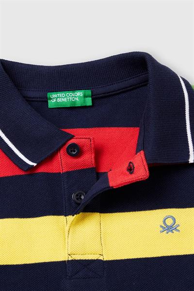 United Colors of Benetton Erkek Çocuk Çizgili Polo T shirt Mix 39QAC301T
