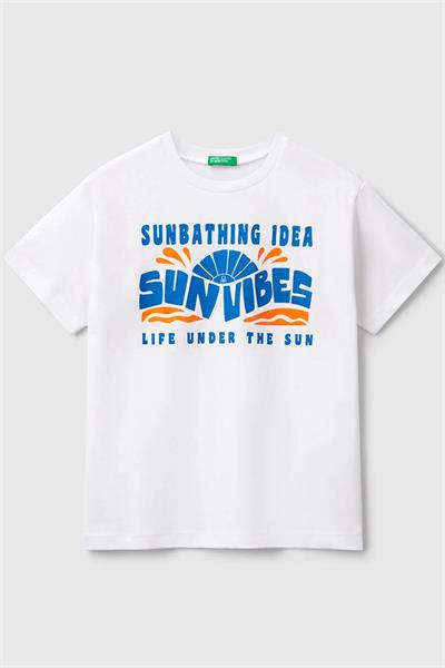 United Colors of Benetton Erkek Çocuk Tshirt Beyaz 3JERC10PE