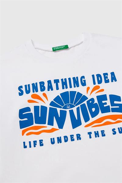 United Colors of Benetton Erkek Çocuk Tshirt Beyaz 3JERC10PE