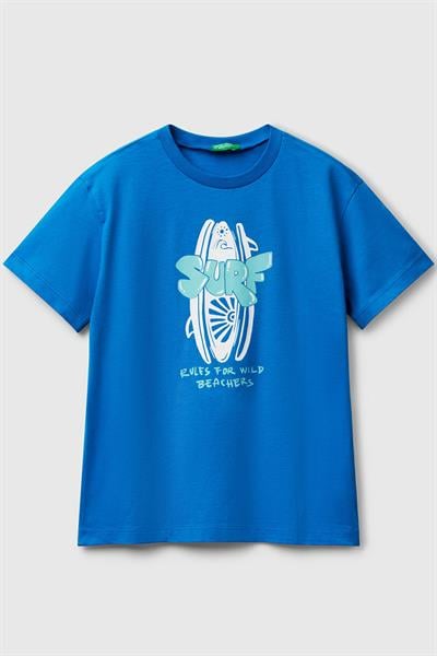 United Colors of Benetton Erkek Çocuk Tshirt Mavi 3JERC10PE