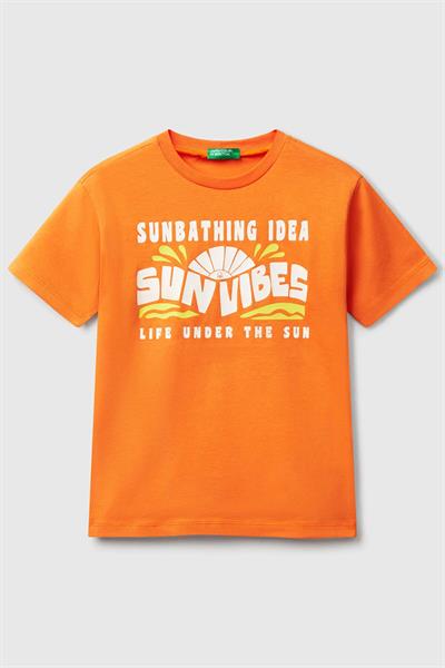 United Colors of Benetton Erkek Çocuk Tshirt Turuncu 3JERC10PE