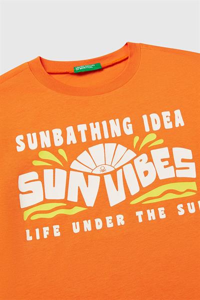 United Colors of Benetton Erkek Çocuk Tshirt Turuncu 3JERC10PE