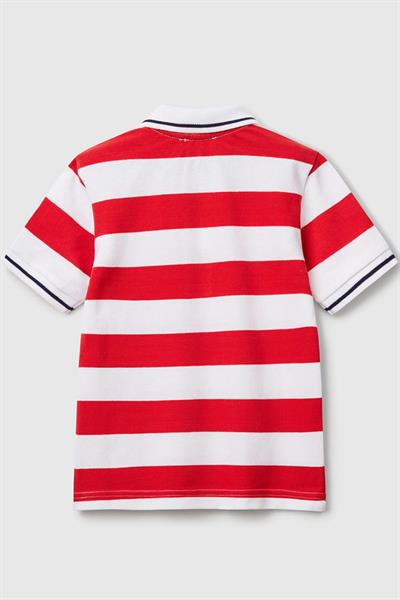 United Colors of Benetton Erkek Çocuk Çizgili Polo T shirt Kırmızı 39QAG300V