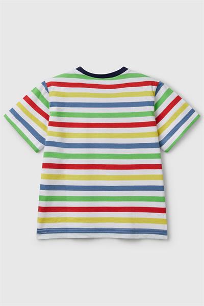 United Colors of Benetton Erkek Çocuk Çizgili T shirt Beyaz 3FHXG10HR 