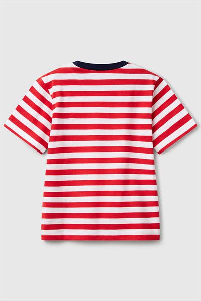 United Colors of Benetton Erkek Çocuk Çizgili T shirt Kırmızı 3FHXG10HR 