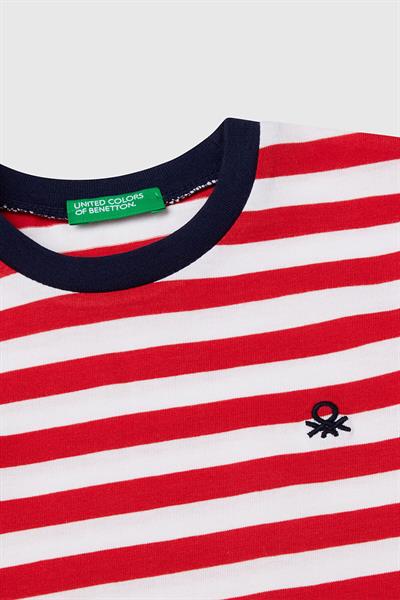 United Colors of Benetton Erkek Çocuk Çizgili T shirt Kırmızı 3FHXG10HR 