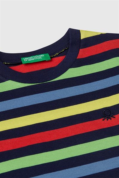 United Colors of Benetton Erkek Çocuk Çizgili T shirt Lacivert 3FHXG10HR 