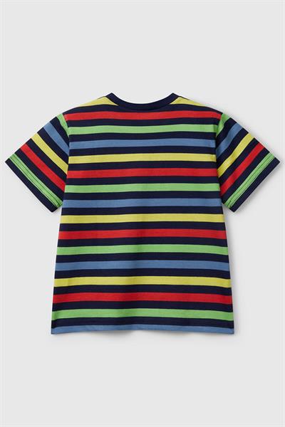 United Colors of Benetton Erkek Çocuk Çizgili T shirt Lacivert 3FHXG10HR 