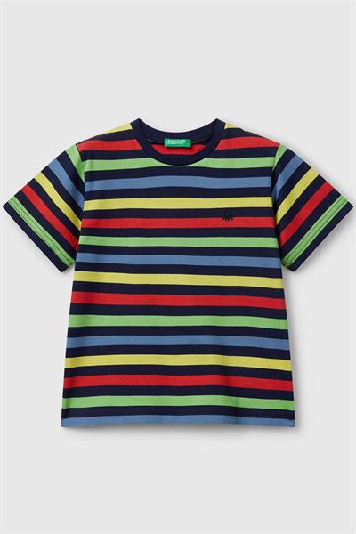 United Colors of Benetton Erkek Çocuk Çizgili T shirt Lacivert 3FHXG10HR 