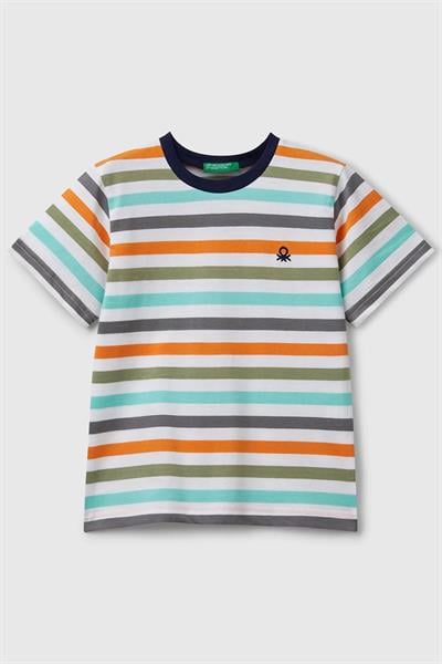 United Colors of Benetton Erkek Çocuk Çizgili T shirt Mix 3FHXG10HR 