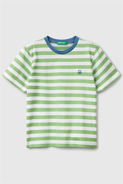 United Colors of Benetton Erkek Çocuk Çizgili T shirt Yeşil 3FHXG10HR 