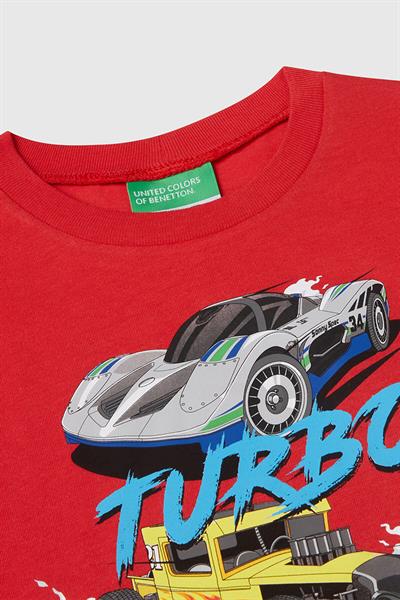 United Colors of Benetton Erkek Çocuk Hot Wheels T shirt Kırmızı 3I1XG10I3