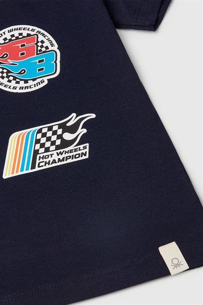 United Colors of Benetton Erkek Çocuk Hot Wheels T shirt Lacivert 3I1XG10I3