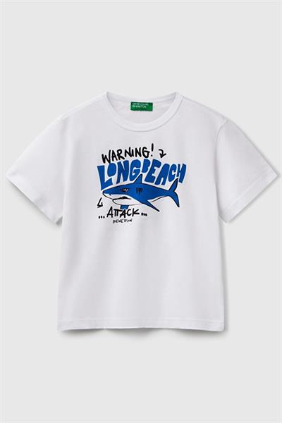 United Colors of Benetton Erkek Çocuk Tshirt Beyaz 3JERG10JQ