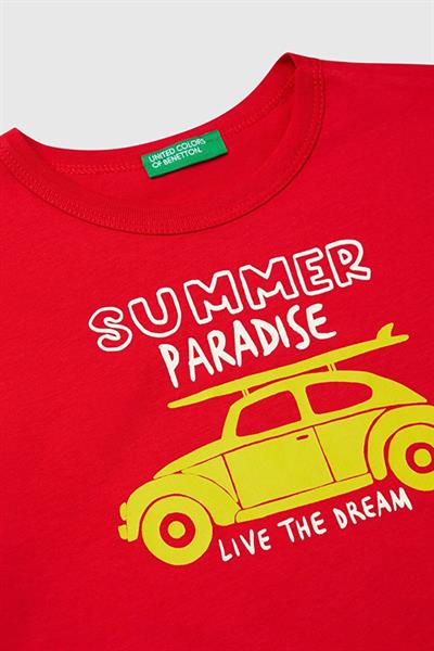 United Colors of Benetton Erkek Çocuk Tshirt Bordo 3JERG10JQ