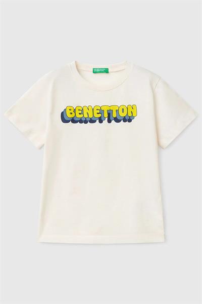 United Colors of Benetton Erkek Çocuk T shirt Ekru 3I1XG10HT
