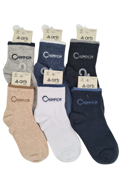 Erkek Çocuk Çorap Soket 6 Çift Siyah-Lacivert-Gri-Beyaz-Kahve-Mavi