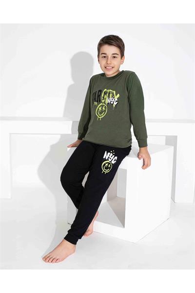 Erkek Çocuk Desenli Uzun Kollu Pijama Takımı