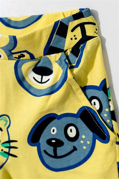 Erkek Çocuk Sax Mavi Basic Tişörtlü Animal Desenli Şortlu Takım