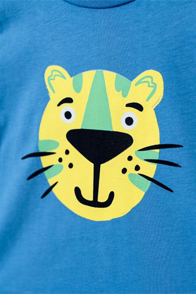 Erkek Çocuk Sax Mavi Basic Tişörtlü Animal Desenli Şortlu Takım