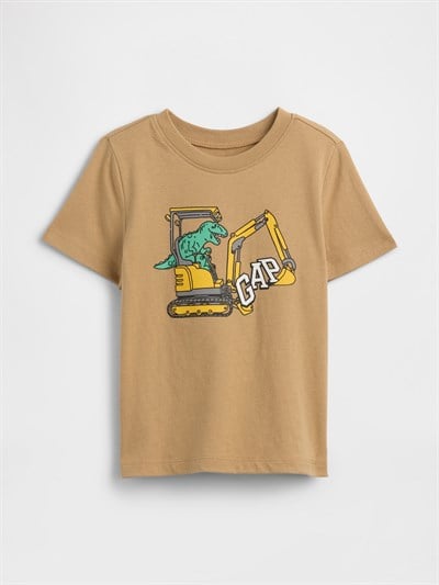 GAP Erkek Bebek Grafik Baskılı T-Shirt Bej