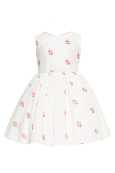 Kız Bebek İşlemeli Gül Desenli Elbise ve Ceket Takımı Bayram - Doğum Günü - PartiElbisesi 6-24 AY 36385PR-Ekru