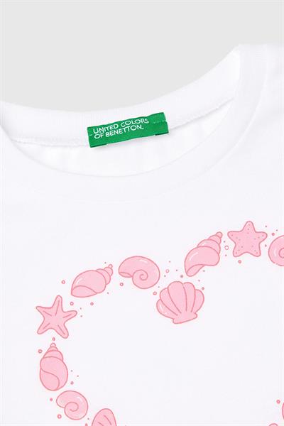 United Colors of Benetton Kız Çocuk Tshirt Beyaz 3JERG10J3