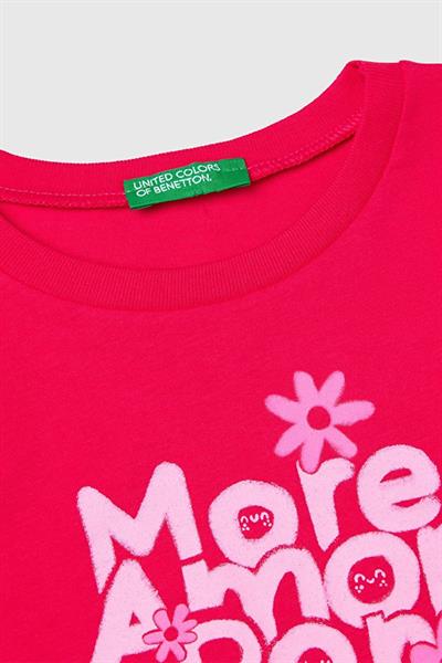 United Colors of Benetton Kız Çocuk Tshirt Fuşya 3JERG10J3