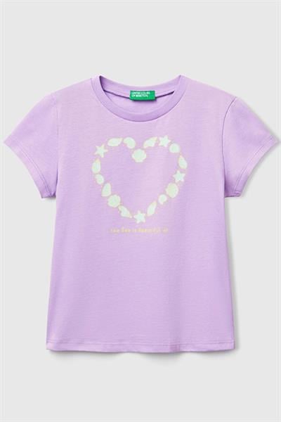 United Colors of Benetton Kız Çocuk Tshirt Lila 3JERG10J3