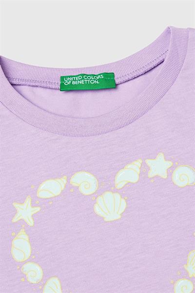 United Colors of Benetton Kız Çocuk Tshirt Lila 3JERG10J3