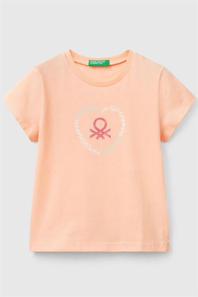United Colors of Benetton Kız Çocuk T shirt Somon 3I1XG10HU