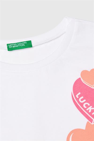United Colors of Benetton Kız Çocuk G Tshirt Beyaz 3JERC10PB