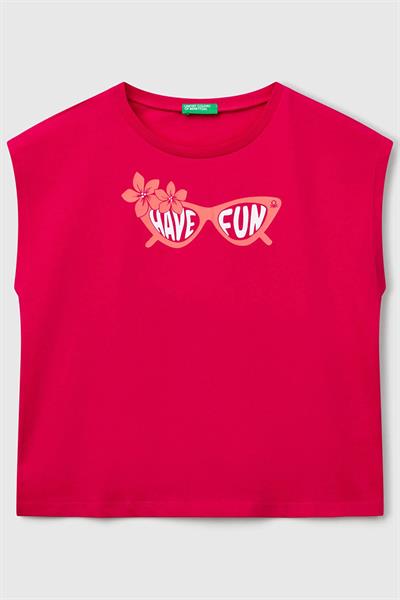 United Colors of Benetton Kız Çocuk G Tshirt Fuşya 3JERC10PB