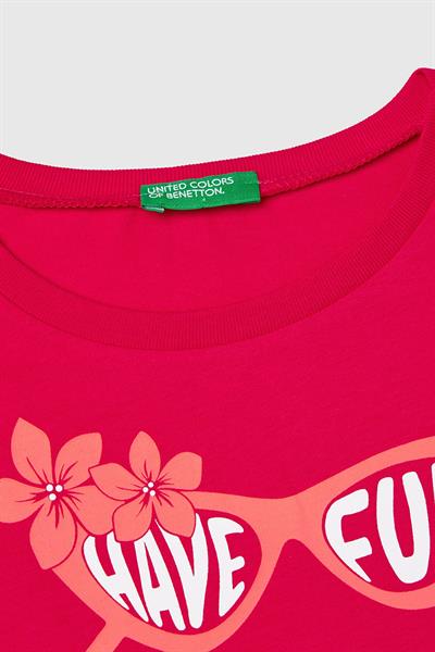 United Colors of Benetton Kız Çocuk G Tshirt Fuşya 3JERC10PB