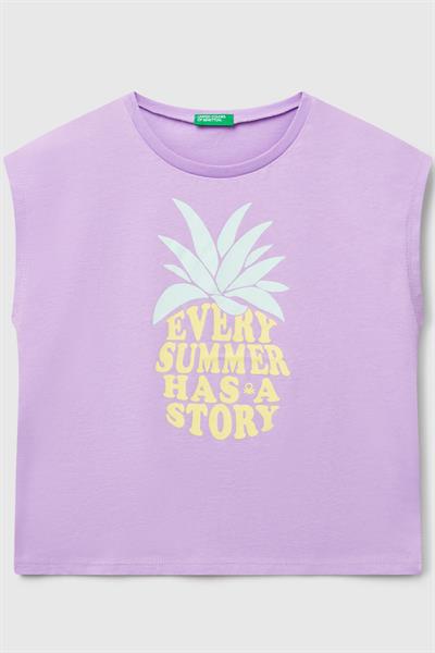 United Colors of Benetton Kız Çocuk G Tshirt Lila 3JERC10PB