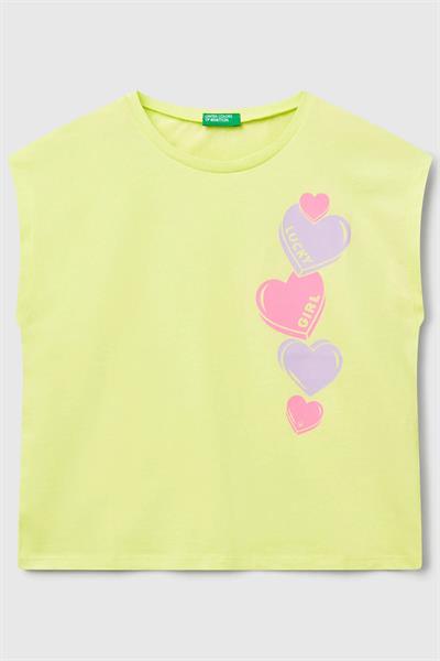 United Colors of Benetton Kız Çocuk G Tshirt Sarı 3JERC10PB