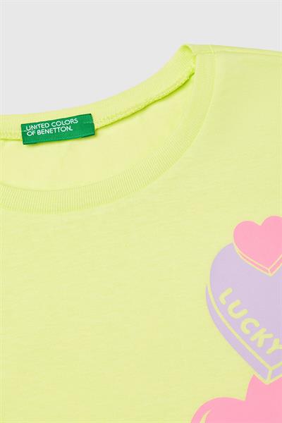 United Colors of Benetton Kız Çocuk G Tshirt Sarı 3JERC10PB