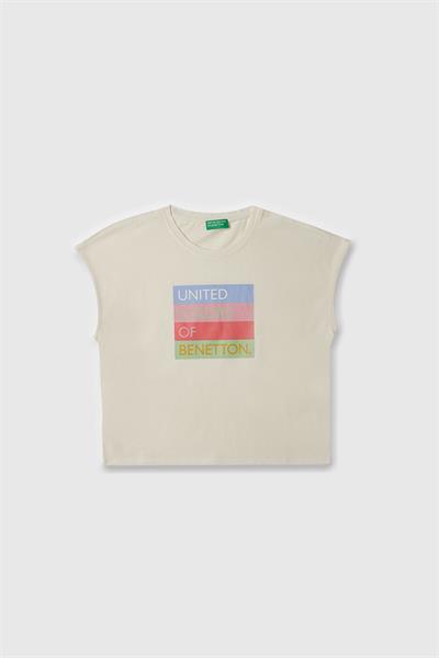 United Colors of Benetton Kız Çocuk T shirt Beyaz BNT-G21766