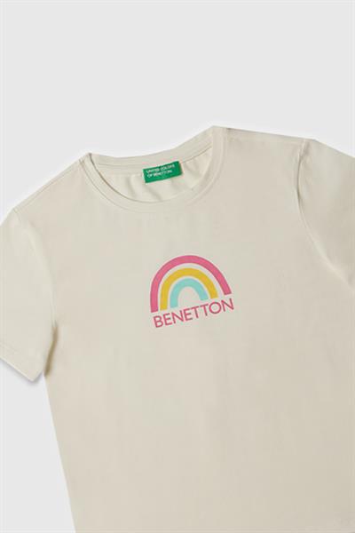 United Colors of Benetton Kız Çocuk T shirt Beyaz BNT-G21814