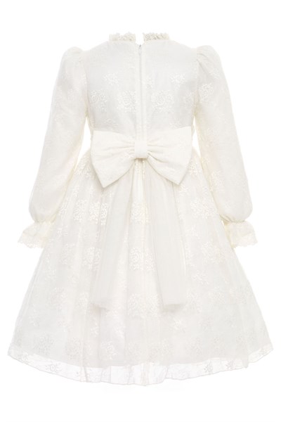 Kız Çocuk Klasik Dantelli Elbise ve Çanta Doğum Günü - Parti Elbisesi 3-7 Yaş, 36311PR-Ekru