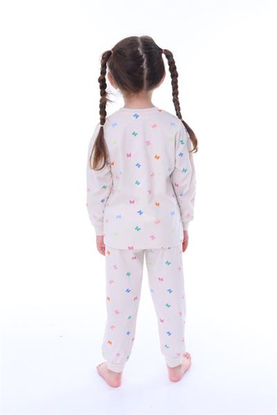 Kız Çocuk Minik Kelebek Desenli Uzun Kollu Pijama Takımı