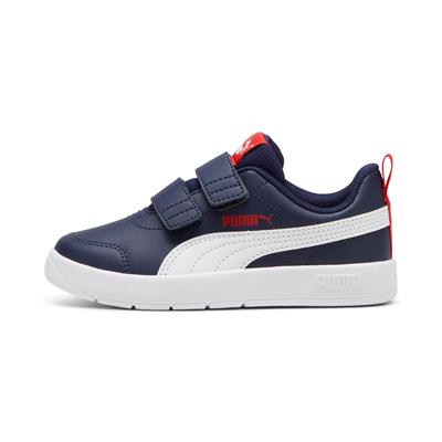 Puma Courtflex V3 V PS-Navy-White-Red Çocuk Ayakkabı-Lacivert