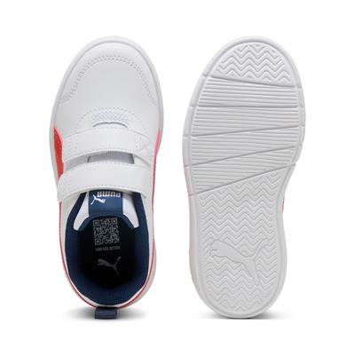 Puma Courtflex V3 V PS-White-Fierce Red-Blue Çocuk Ayakkabı-Beyaz