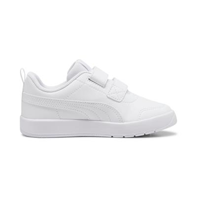 Puma Courtflex V3 V PS-White-White-Silver Mist Çocuk Ayakkabı-Beyaz