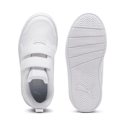 Puma Courtflex V3 V PS-White-White-Silver Mist Çocuk Ayakkabı-Beyaz