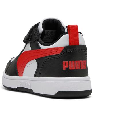 Puma Rebound V6 Lo AC+ PS-White-Red-Black Çocuk Ayakkabı-Beyaz